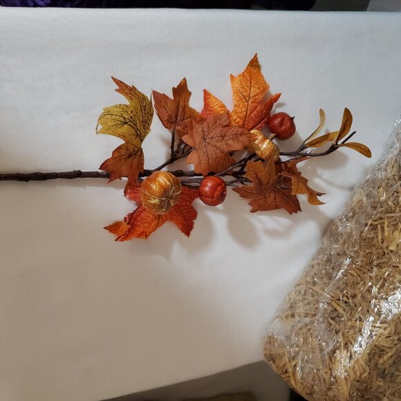 Maple Leaf and Pumpkin 12” Branches – Orange, Yellow, Red, and Gold – Set of (3) - Picture 7 of 12